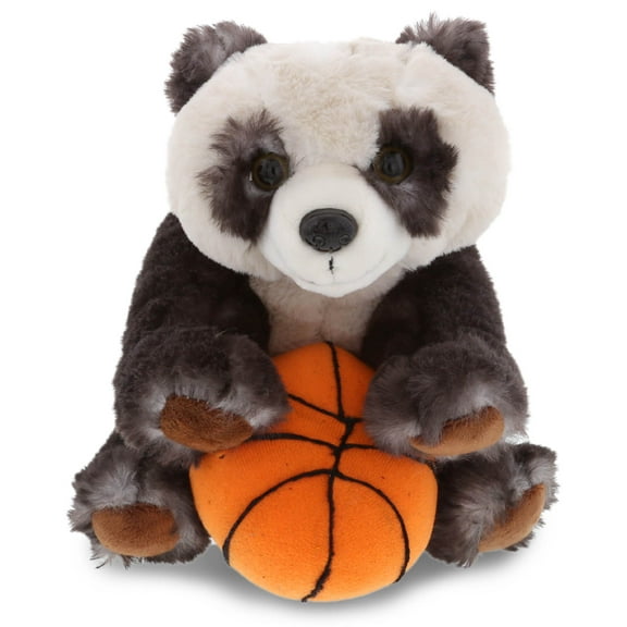 DolliBu Squat Panda Stuffed Animal with Basketball Plush - Soft Plush Huggable Panda, Adorable Playtime Plush Toy, Cute Wildlife Gift, Basketball Plush Doll Animal Toy for Kids and Adults - 10 Inch