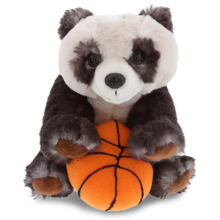 DolliBu Squat Panda Stuffed Animal with Basketball Plush - Soft Plush Huggable Panda Adorable Playtime Plush Toy Cute Wildlife Gift Basketball Plush Doll Animal Toy for Kids and Adults - 10 Inch