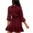 thumbnail image 2 of Speechless Robe de Fête Mini Ajustée et Évasée à Manches 3/4 avec Ourlet à Volants Plissé Texturé Bourgogne pour Juniors TTP, 2 of 7