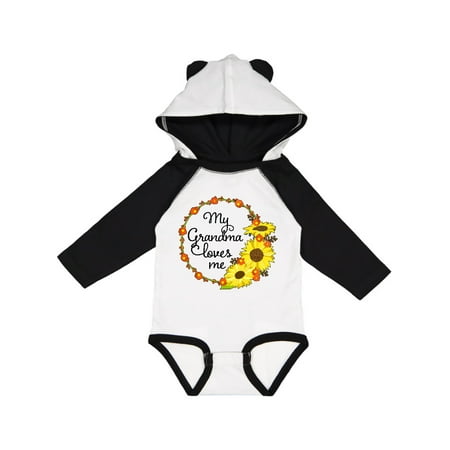 

Inktastic My Grandma Loves Me with Sunflower Wreath Gift Baby Boy or Baby Girl Long Sleeve Bodysuit