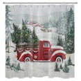 thumbnail image 3 of HVEST Christmas Shower Curtain, Retro Farmhouse Red Truck and Christmas tree in Snow Bathroom Shower Curtain Polyester Fabric Decor Curtain with Hooks, 72X78 inch, 3 of 7
