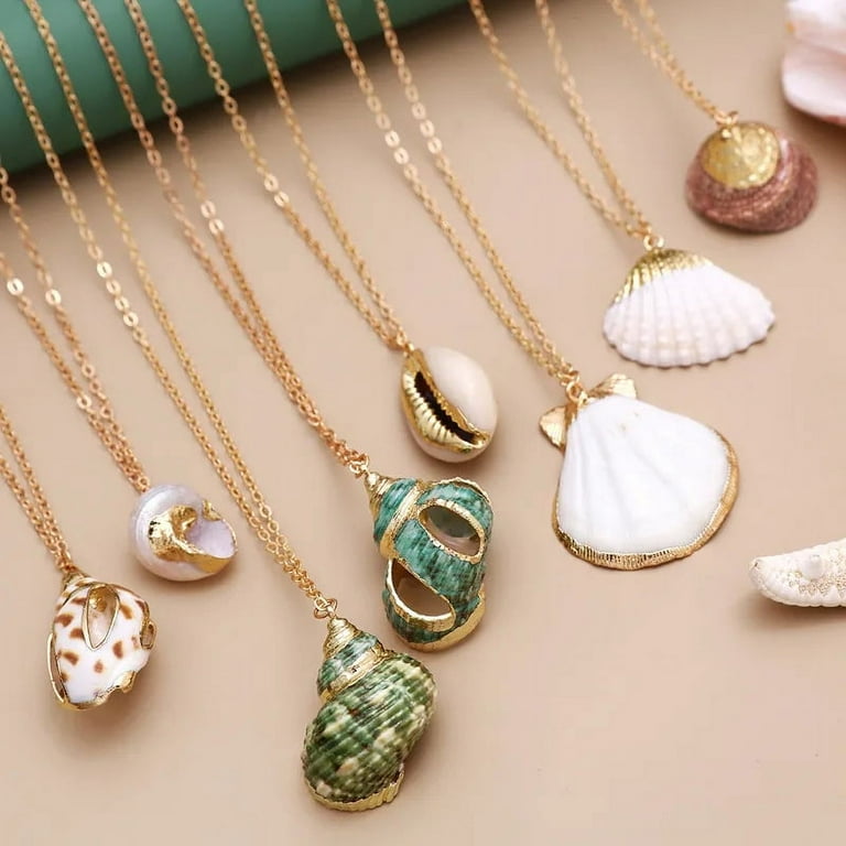 Boho Conch Shells Necklace Sea Beach Shell Pendant Necklace For