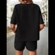 thumbnail image 4 of Conjunto de Pijama para Mujer, de Punto Gofre, de 2 Piezas, para Estar en Casa, con Bolsillos. Negro M, 4 of 9