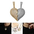 thumbnail image 4 of Collar con colgante de corazón de amor para parejas de hip hop 54x41mm, 4 of 7