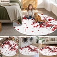 thumbnail image 5 of Red Flowers Round Area Rug 8Ft Washable Large Circle Rugs for Living Room Dorm, Chinese Plum Traditional Ink Painting Non-Slip Carpet Floor Mats Indoor Outdoor Carpet Runner Aesthetic Home Decor, 5 of 8