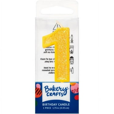 1 Mini Yellow Glitter Numeral Candles