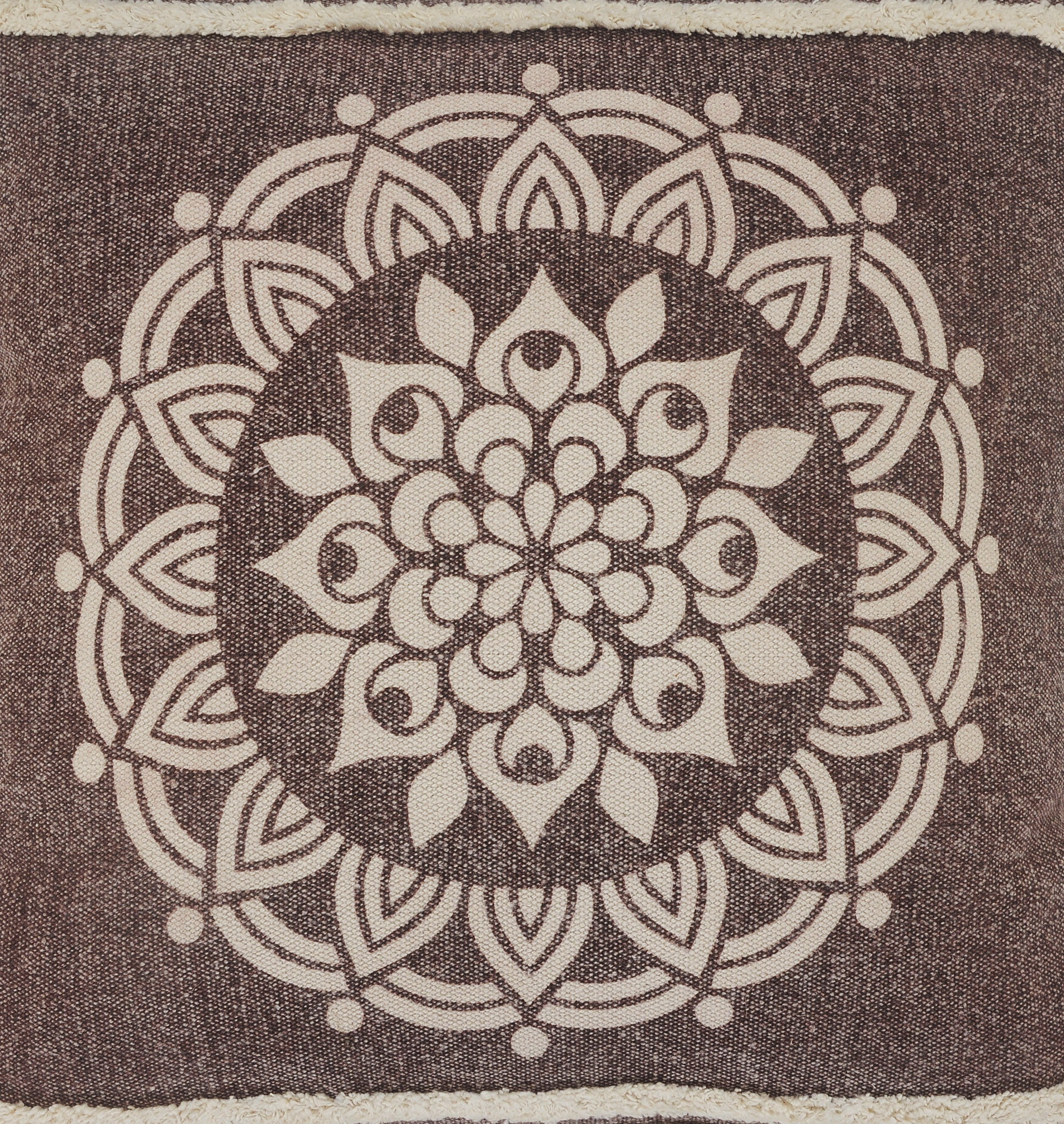 Ox Bay 26" x 26" Brown/ White Medallion Organic Cotton Pillow Cover