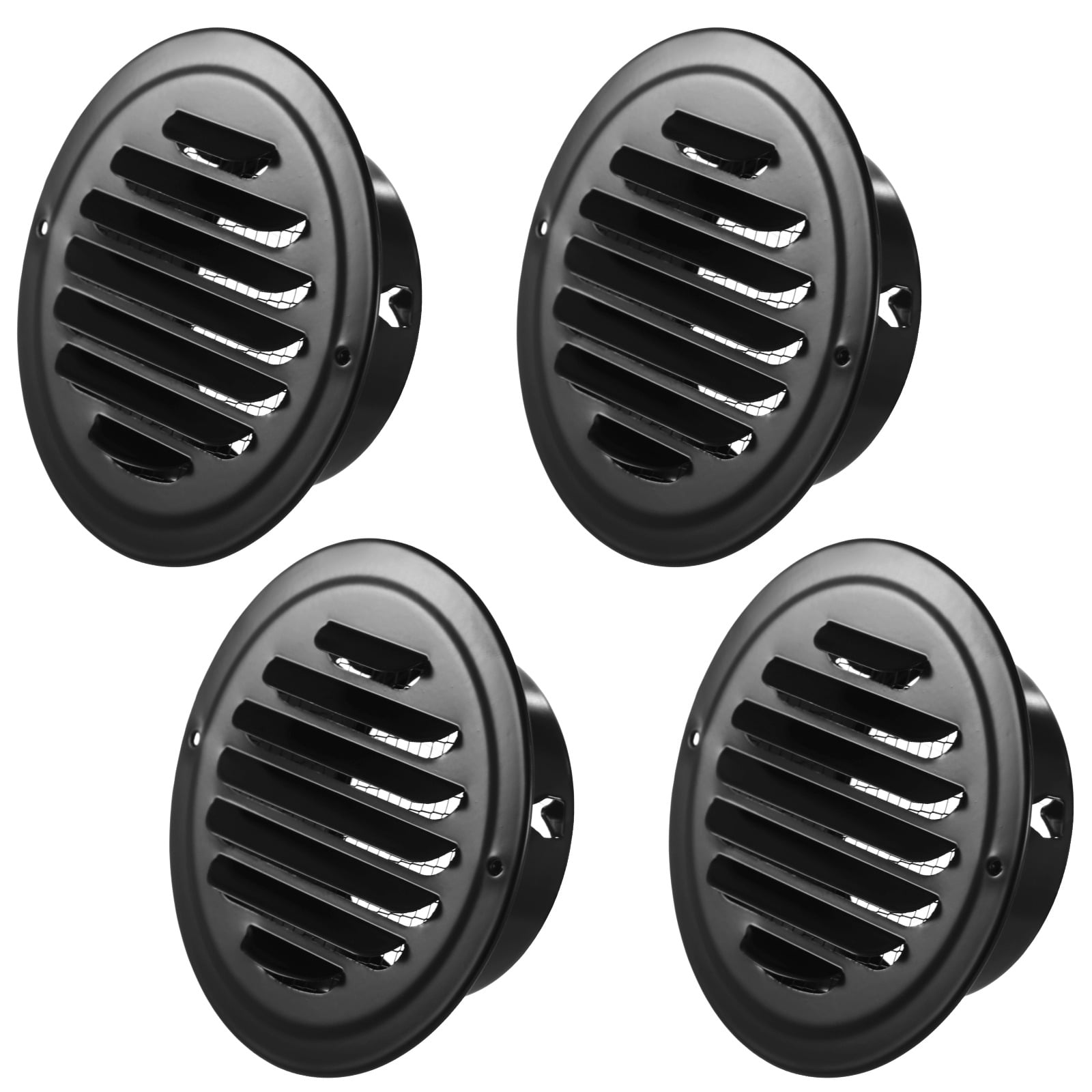 4 Pcs 4 Inch Black Soffit Vent, Stainless Steel Louver Exhaust Vent with Screen Mesh, Weatherproof Air Vent Cover for Bathroom, Kitchen, Office Ventilation