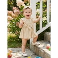 thumbnail image 5 of Aojekbee Baby Girls Rompers Solid Color Ruffles Sleeveless Crew Neck Bowknot Skirt Hem Infant Bodysuits Jumpsuits with Headband, 5 of 8