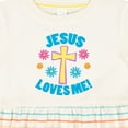 thumbnail image 4 of Inktastic Easter Jesus Loves Me with Cross and Flowers Girls Baby Dress, 4 of 5