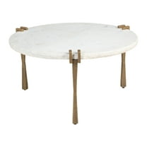 Rench Coffee Table White Coffee Table, Modern Style, Natural Marble round shape tabletop, Iron, Indoor Living