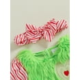thumbnail image 4 of Suealasg  Baby Girls Christmas Clothes 3M 6M 12M 18M Infant Girls Spring Fall Romper Dress Newborn Girls Long Sleeve Stripe Patchwork Romper Dress Headband, 4 of 8