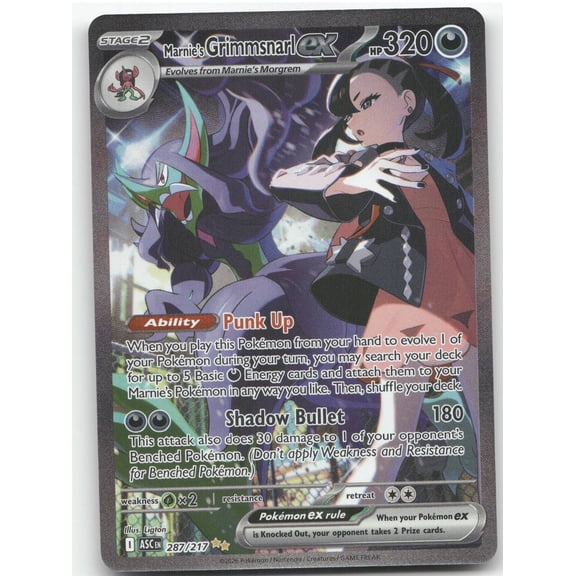 2026 Mega Evolution Ascended Heroes Marnie's Grimmsnarl ex Secret Rare #287/217 Pokemon TCG Trading Card