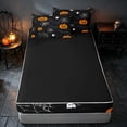 thumbnail image 4 of Homewish Halloween Ghost Bat Zipper Twin Comforter Sets with Fitted Sheet and 2 Pillowcases, Spider Web Pumpkin Zipper Bedding Set, Black Orange, Black Reversible, 4 of 7
