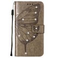 thumbnail image 4 of SaniMore Case for iPhone 14 Pro (6.1" 2022), PU Leather Luxury Embossed Butterfly Glitter Diamond [Wrist Strap & Card Slots & Flip Kickstand] Full-body Shockproof Wallet Cover, Gray, 4 of 8