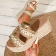 thumbnail image 3 of Pandaie Platform Slip on Espadrille Sandals for Women 2026 Bohemia Summer Wedges Slides Open Toe Comfortable Dressy Shoes Gold Size 7.5, 3 of 7