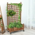 thumbnail image 2 of Costway 50in Wood Planter Box  w/Trellis Mobile Raised Bed for Climbing Plant, 2 of 11