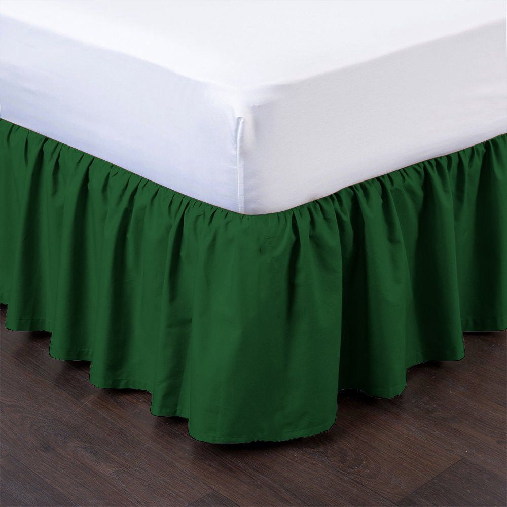 D.N.G. BEDDINGS 1 Piece Dust Ruffle Bed Skirt, 21 Inch Deep Pocket, 800 Thread Cotton 100% Egyptian Cotton, Twin Size (39" x 75") Inch, Solid Green