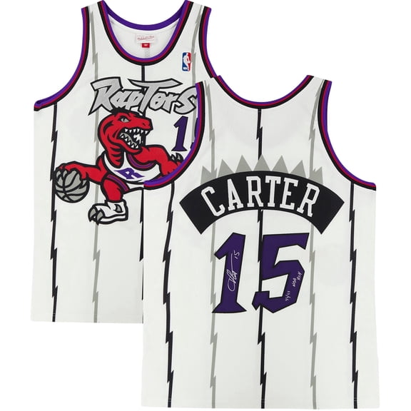 Mitchell & Ness Authentic Jersey Vince Carter Toronto Raptors 1998-99 White Autographed with "98-99 NBA ROY" Inscription
