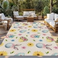 thumbnail image 2 of Easter Outdoor Rug for Patio/Deck/Porch, Non-Slip Large Area Rug 3 x 5 Ft, Spring Watercolor Bunny Eggs Flowers Beige Indoor Outdoor Rugs Washable Area Rugs, Reversible Camping Rug Carpet Runner, 2 of 8