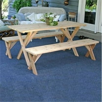 27 in. x 8 ft. Red Cedar Backyard Bash Cross Legged Picnic Table with Detached Benches
