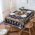 thumbnail image 4 of Medallion Oriental Rectangle Tablecloths 60x140,Boho Traditional Tribal Ethnic Flower Table Cloth Table Cover Indoor/Outdoor Tabletop Decor for Wedding Holiday Party Dinner Baby Shower, 4 of 7