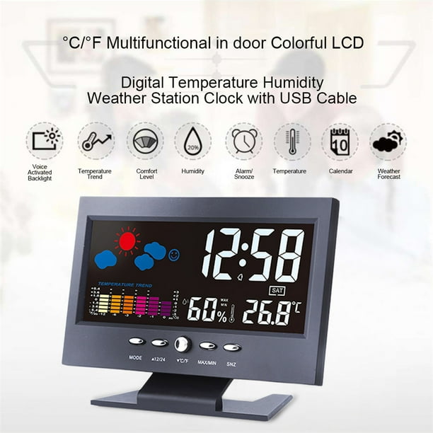 Famure Lcd Digital Thermometer Hygrometer Weather Station Alarm Clock 8082t Walmart Com Walmart Com