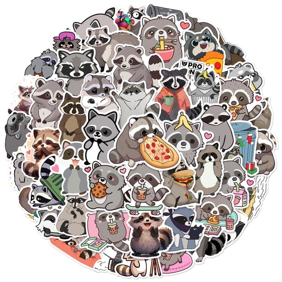 49 Raccoon Stickers, Cute Animal Vinyl Decals for Laptop, Water Bottle, Phone, Journal, Notebook, Planner, Woodland Sticker Pack by STICKLUV