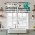 thumbnail image 2 of Teal Floral Tier Curtains, Farmhouse Green White Blue Wooden Light Filtering Kitchen Curtains, 2Pcs Rod Pocket Half Window Treatments Panels for Sink Cafe Cabinet Camper 27.5x24 Inches, 2 of 9