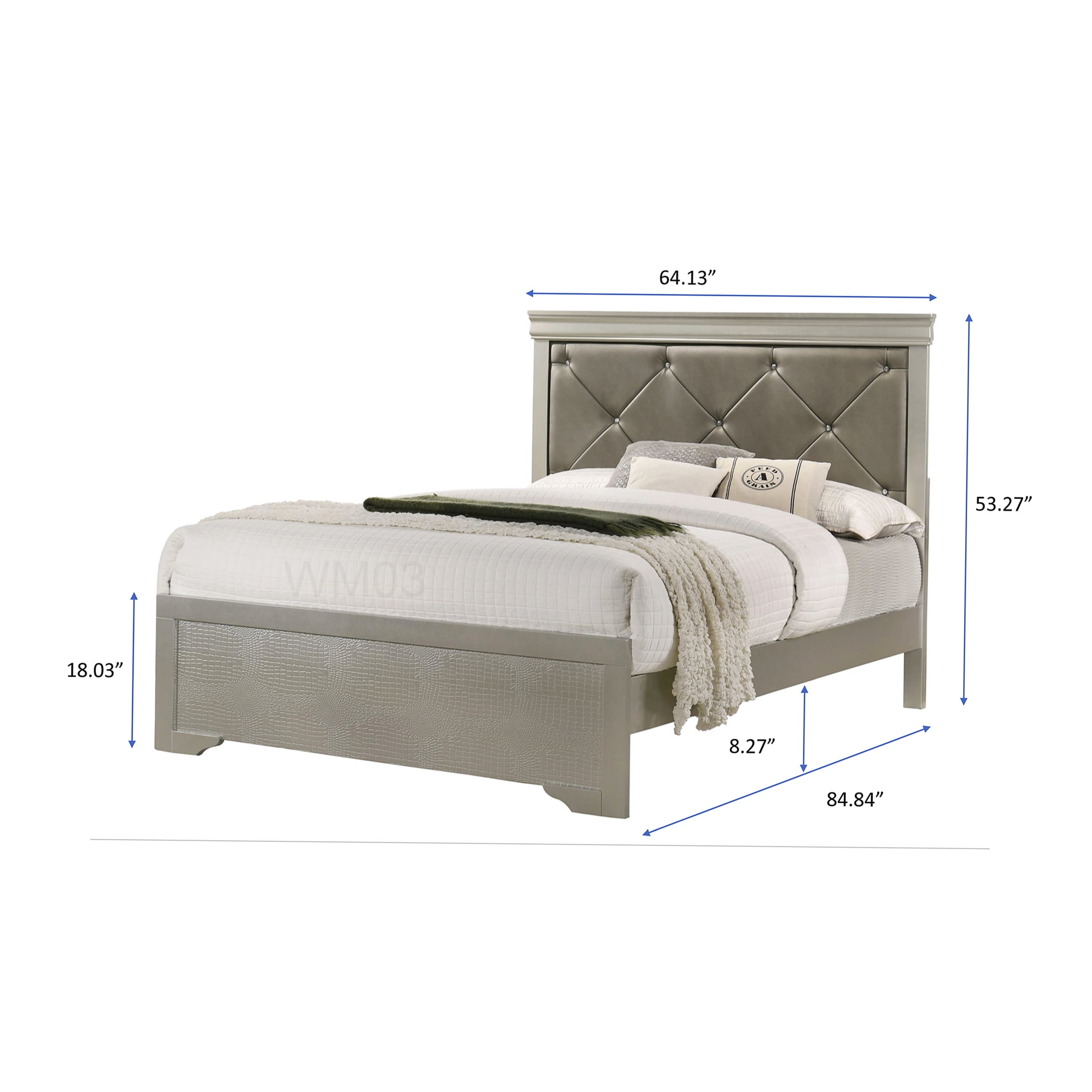 Modern Beige Fabric Upholstered Bed Frame, Queen Size Platform Bed with Tufted Headboard