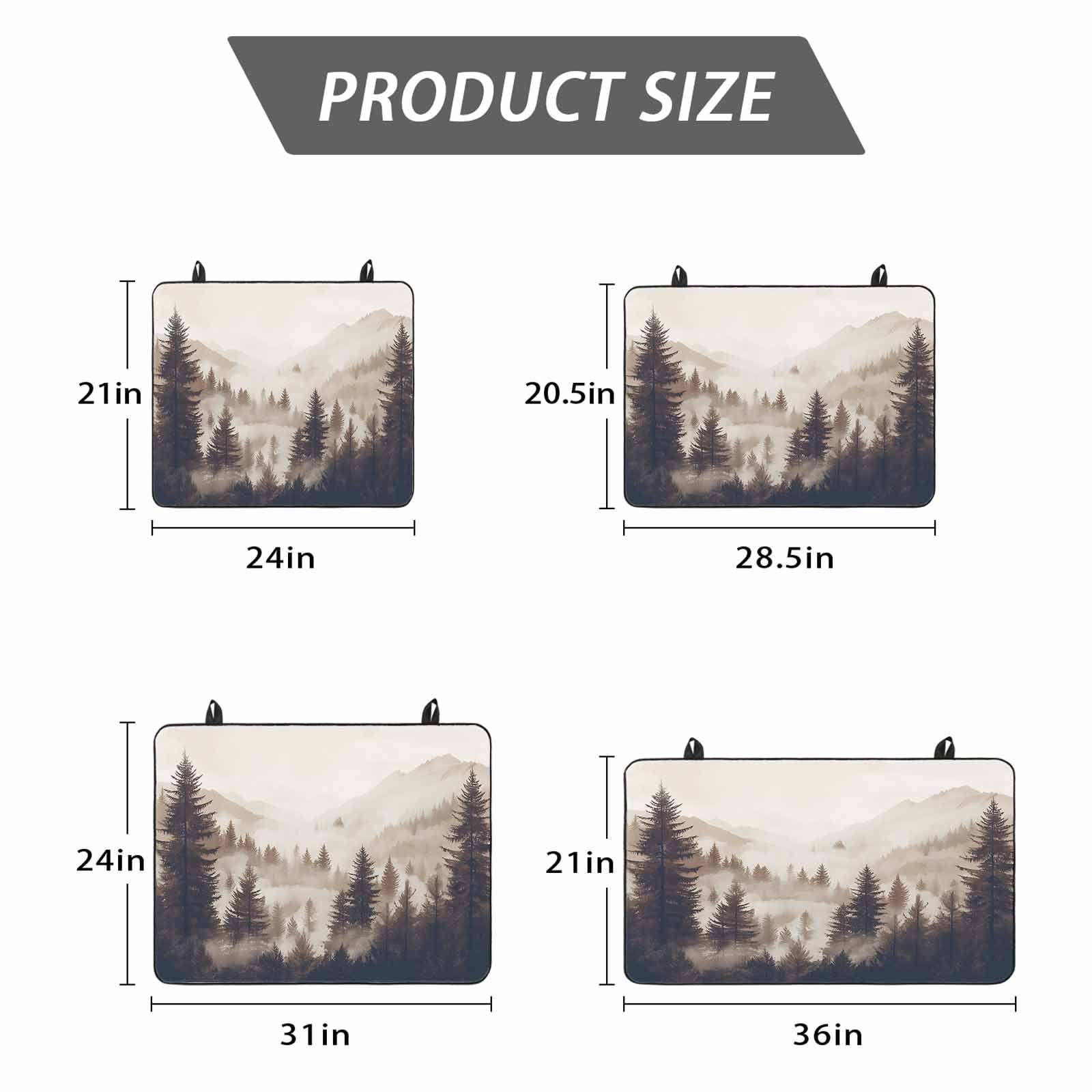 Black Forest Stove Top Cover for Electric Stove, Heat-proof & Non Slip Glass Top Stove Cover Protector, Silhouettes Foggy Grey Pine Tree Cabin Kitchen Flat Cooktop Rubber Mat 24x21 Inches