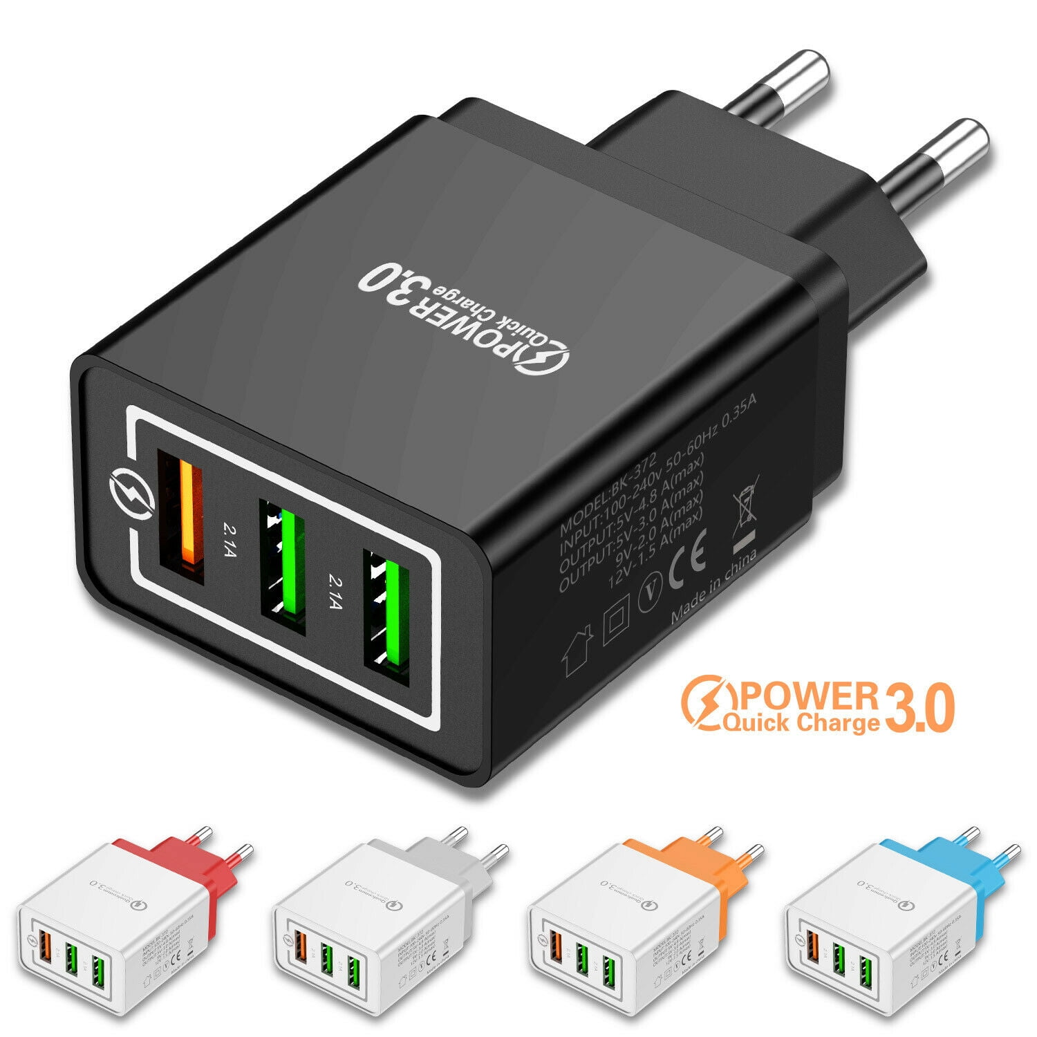 3 MultiPort Fast Quick Charge QC3.0 USB Hub Mains Wall Charger Adapter