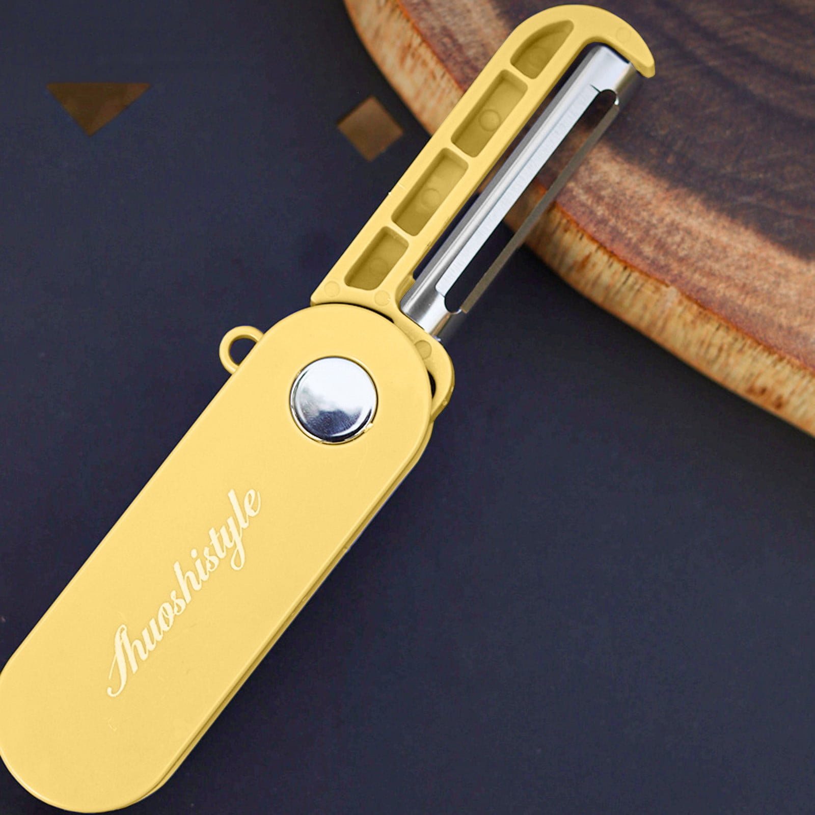 Inerposs Portable Folding Kitchen Peeler, Stainless Steel Fruit and Vegetable Scraper, Ergonomic Handle, Multi-Functional Outdoor Knife, Ideal for Camping and Travel