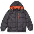 thumbnail image 1 of Vertical 9 Boys' Bubble Puffer Jacket | Fall, Winter, Spring, School, Charcoal/Orange, 10-12, 1 of 1