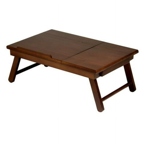 Alden Lap Desk Flip Top with Drawer Foldable Legs- Antique Walnut