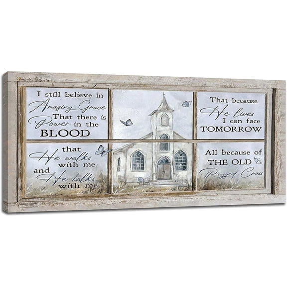 LH137HB-Religious Wall Art Christian Church Butterfly Amazing Grace Pictures Wall Decor Extra Large Canvas Prints Paintings Artwork Home Decorations for Bathroom Living Room Bedroom Kitchen