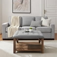 thumbnail image 4 of Pemberly Row 30" Farmhouse Square Tufted Fabric Upholstered Ottoman in Gray, 4 of 4