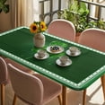 thumbnail image 3 of St. Patrick's Day Table Cloths for 5 Foot Rectangle Tables, Green Shamrock Wooden Spring Patio Waterproof Elastic Fitted Tablecloths, Washable Rectangular Table Cover for Camping, 3 of 8