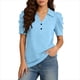 thumbnail image 5 of Camisetas de Manga Corta de Verano para Mujeres Moda Pullover de Color Sólido Botón de Solapa Botón Extraíble Camisetas de Manga Corta de Verano de las Mujeres, 5 of 5