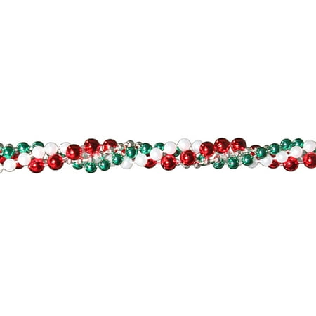 Northlight  8' Shiny Metallic Red/Green Twisted Bead Artificial Christmas