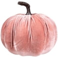 thumbnail image 4 of 6.25" Pink Velour Pumpkin Fall Harvest Decoration, 4 of 7