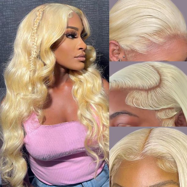 Alipeacock 613 peluca frontal de encaje rubio cabello humano 13x4 cuerpo onda encaje frente pelucas cabello humano pre arrancado con pelo de bebé 150% densidad brasileño encaje frontal pelucas de cabe