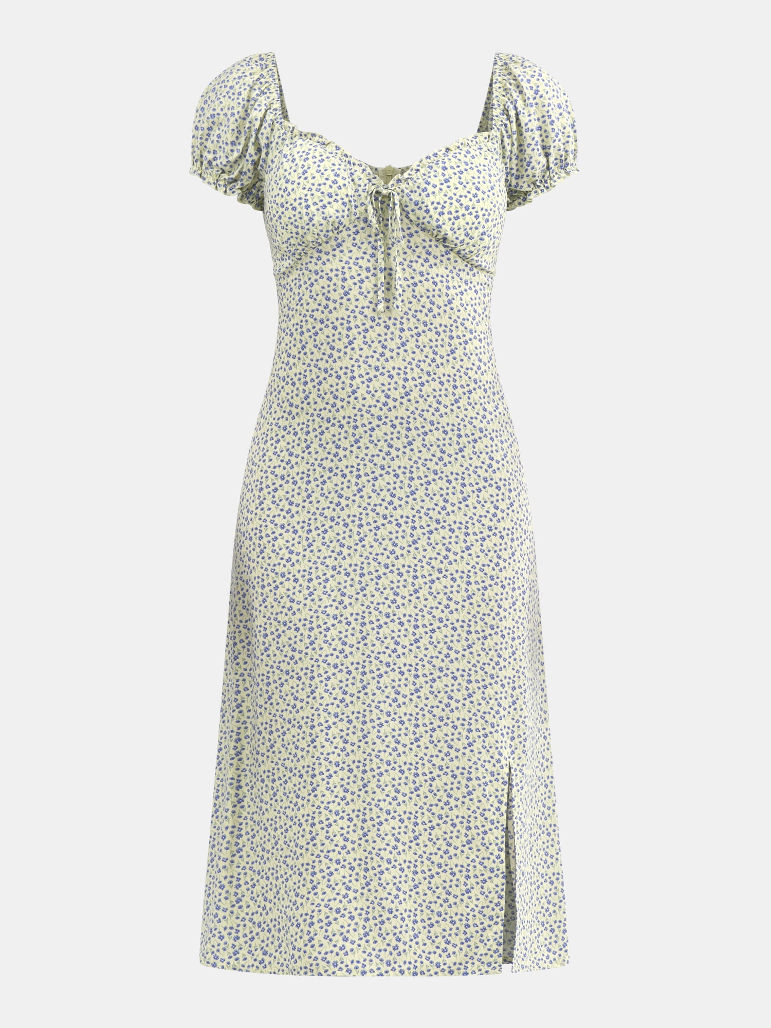 No Boundaries Midi Dress with Puff Sleeves, Women's