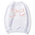 thumbnail image 4 of Fiaer Woman Sweatshirts Trendy Crew Neck Bow Graphic Long Sleeve Pullover Oversized Baggy Fit Casual Solid Comfort Tops White XL, 4 of 5