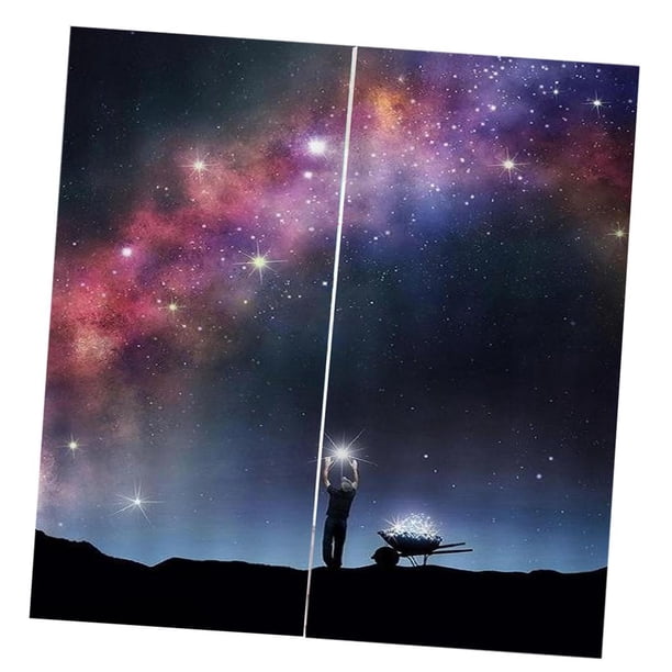 Cortinas sedosas con estampado 3D anti-UV para sala de estar, 14 x 165 cm, 2 paneles/juego Cielo estrellado