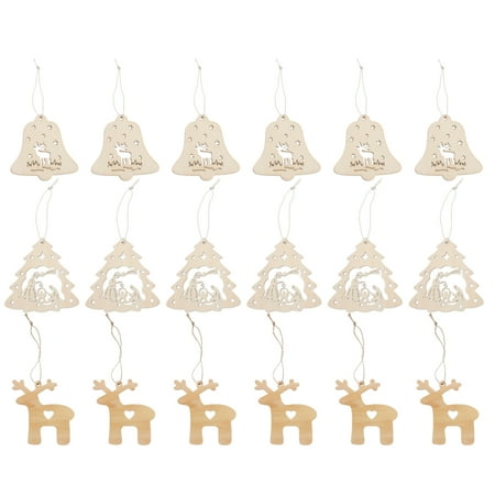 

NUOLUX 30Pcs Wood Hanging Pendant DIY Hanging Ornaments Home Pendant (Log Color)