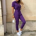 thumbnail image 1 of Pantalon Femme Casual Revers Bouton Imprimé Ceinture Cargo Combinaison, 1 of 1