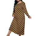 thumbnail image 2 of Women's Long Nightgown Cotton Baggy Nightdress Plus Size Nightshirt Long Sleeve V Neck Sleep Dress Casual Sleepwear Brown L, 2 of 6