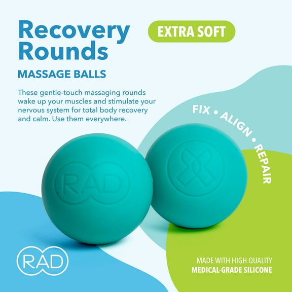 RAD Recovery Rounds - Soft Deep Tissue Yoga Massage Ball Set of 2 – Myofascial Release for feet, back, neck, legs, arms, trigger point