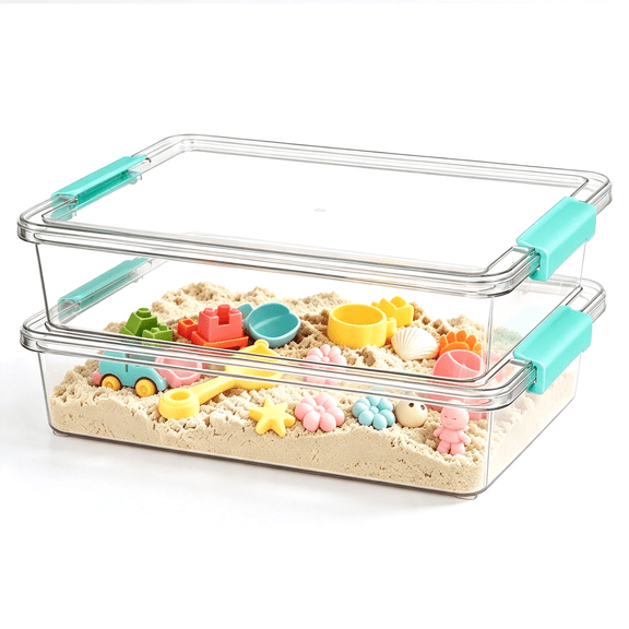 6 Qt Clear Plastic Storage Bins with Lids, 2 Pack Stackable Organizer Containers for Crafts, School Supplies, Toys, Pantry and Home Storage